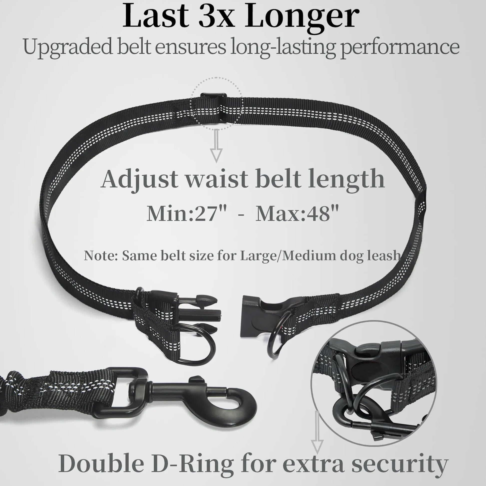 Iyoshop Hands-Free Dog Leash with Zipper Pouch, Dual Padded Handles, and Durable Bungee for Walking, Jogging, and Running