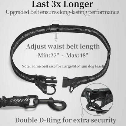Iyoshop Hands-Free Dog Leash with Zipper Pouch, Dual Padded Handles, and Durable Bungee for Walking, Jogging, and Running