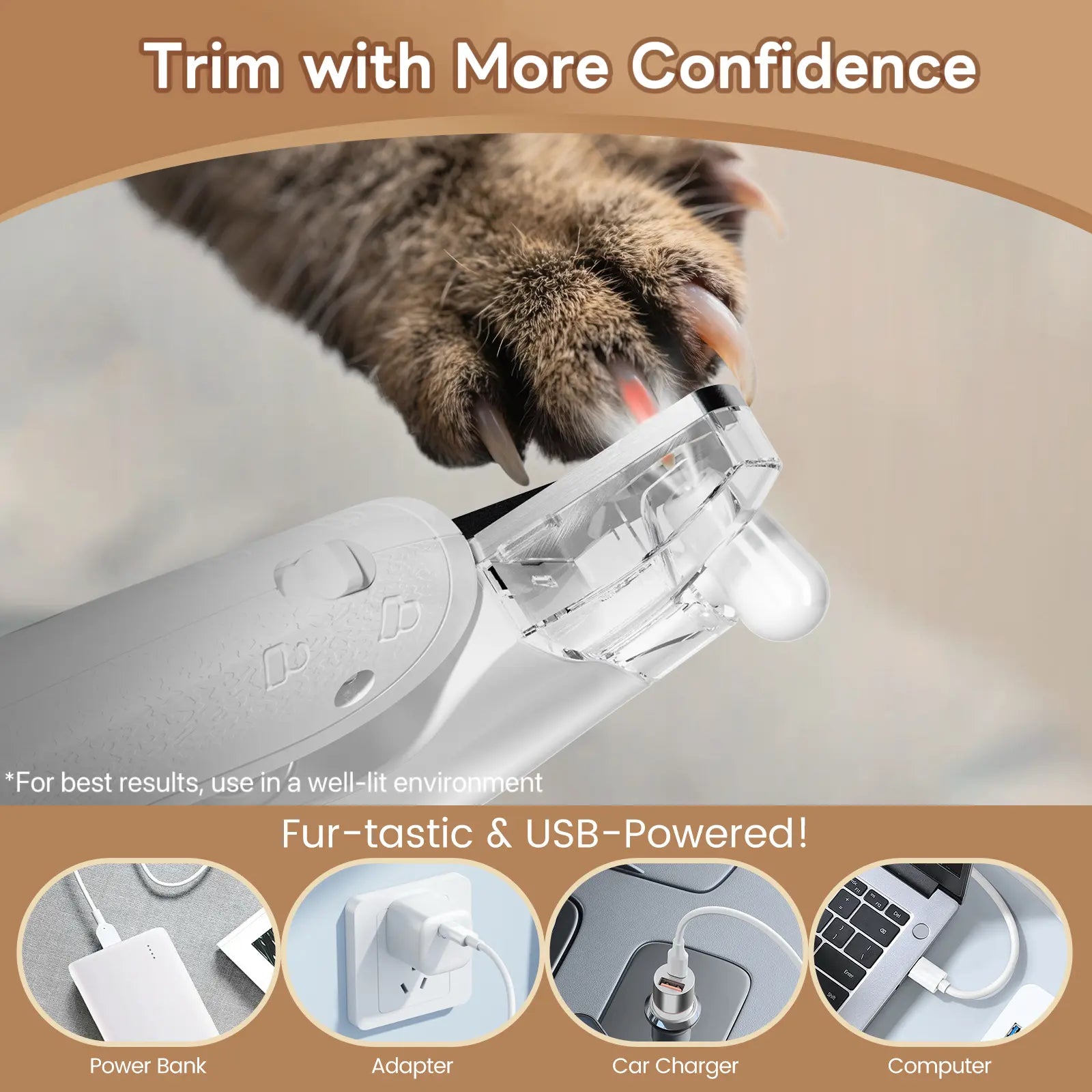 Vankoo 2-in-1 Rechargeable Dog Nail Clipper and Paw Hair Trimmer Kit with LED Light – Waterproof and Low Noise Grooming Solution for Small Dogs and Cats – Ideal Christmas Gift
