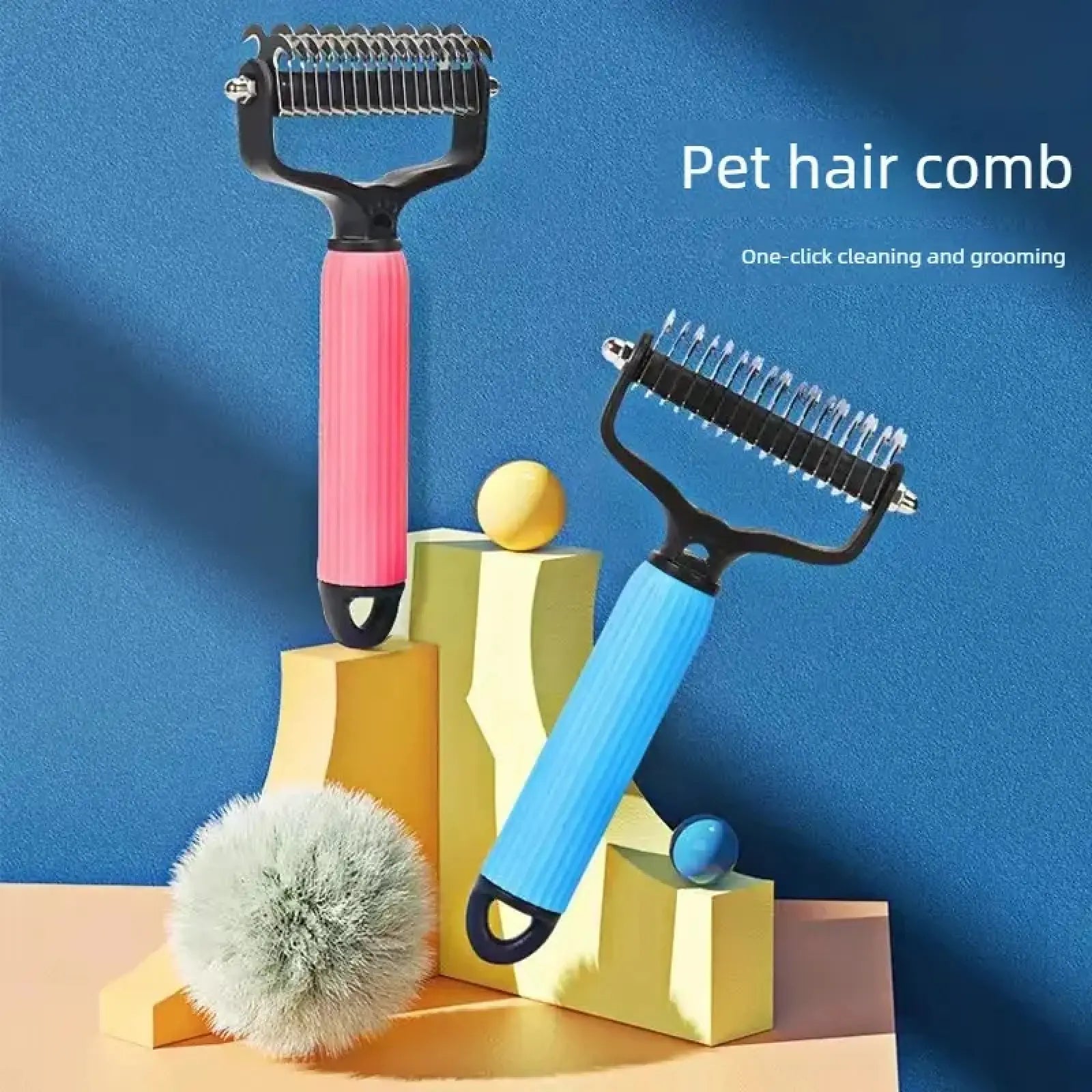 Professional Pet Grooming Tool - Universal Detangling Comb for Dogs, Stainless Steel Double-Sided Design for Efficient Shedding and Matted Hair Removal, Essential for Daily Coat Maintenance.