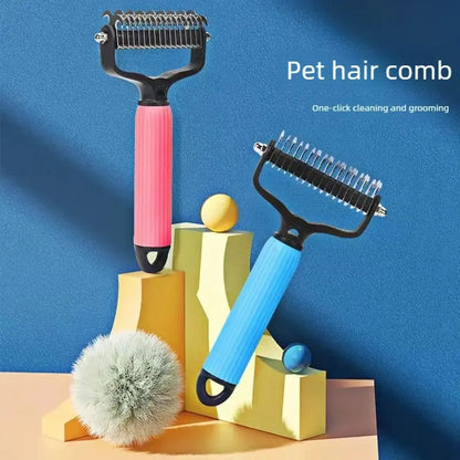 Professional Pet Grooming Tool - Universal Detangling Comb for Dogs, Stainless Steel Double-Sided Design for Efficient Shedding and Matted Hair Removal, Essential for Daily Coat Maintenance.