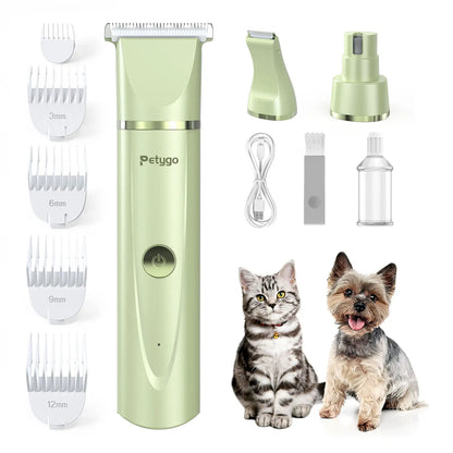 Petygo Professional 4-In-1 Dog Grooming Kit with Nail Grinder and Paw Trimmer - Low-Noise, Rechargeable, Cordless Electric Clippers for Dogs, Cats, and Small Pets - Ideal Gift for Holidays and Special Occasions