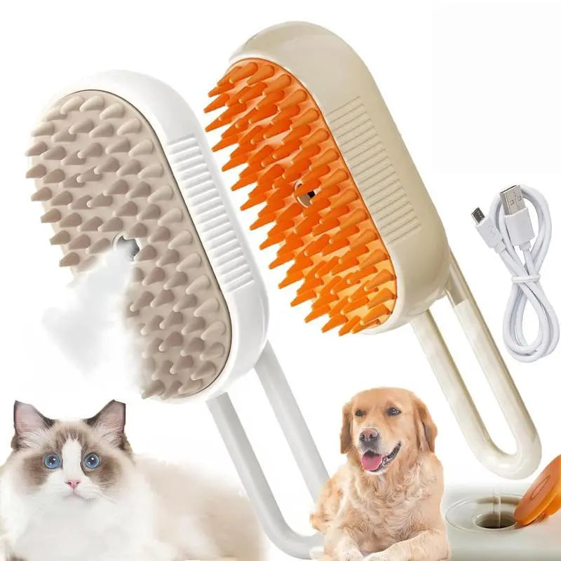 3-in-1 Pet Steam Brush and Hair Remover for Cats and Dogs - Adjustable Grooming Comb with Steam Technology for Efficient Fur Removal
