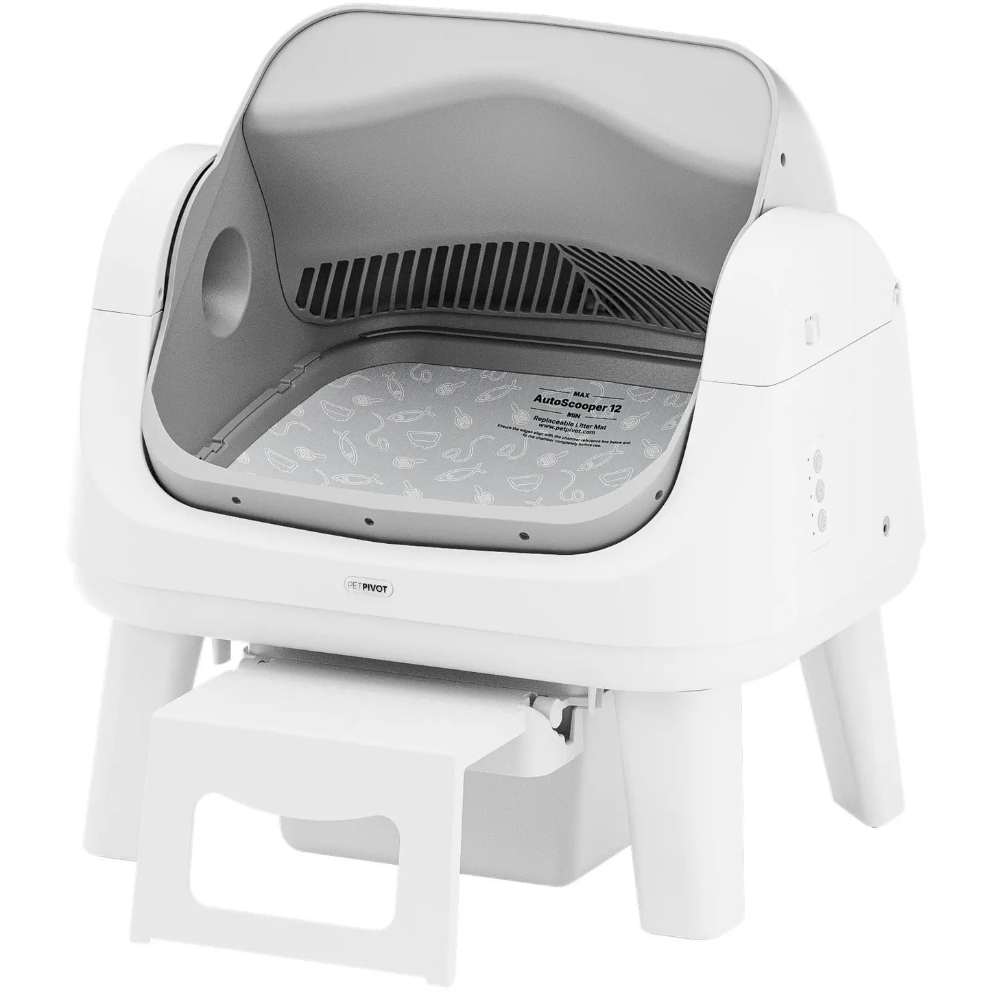 Petpivot Autoscooper 12 Lite Open Top Self-Cleaning Cat Litter Box with Automatic Operation, Dual Safety Sensors, Anti-Pinch Protection, and Senior Cat Accessibility Step
