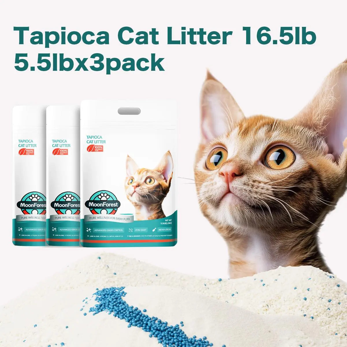 Moonforest Premium Clumping Tofu Cat Litter - Low Dust Formula for Optimal Feline Comfort