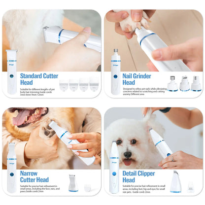 Petygo Professional 4-In-1 Dog Grooming Kit with Nail Grinder and Paw Trimmer - Low-Noise, Rechargeable, Cordless Electric Clippers for Dogs, Cats, and Small Pets - Ideal Gift for Holidays and Special Occasions