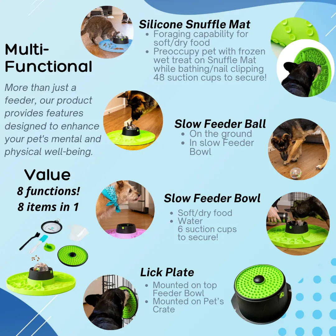 Multifunctional 8-in-1 Interactive Slow Feeder Snuffle Mat for Dogs and Cats