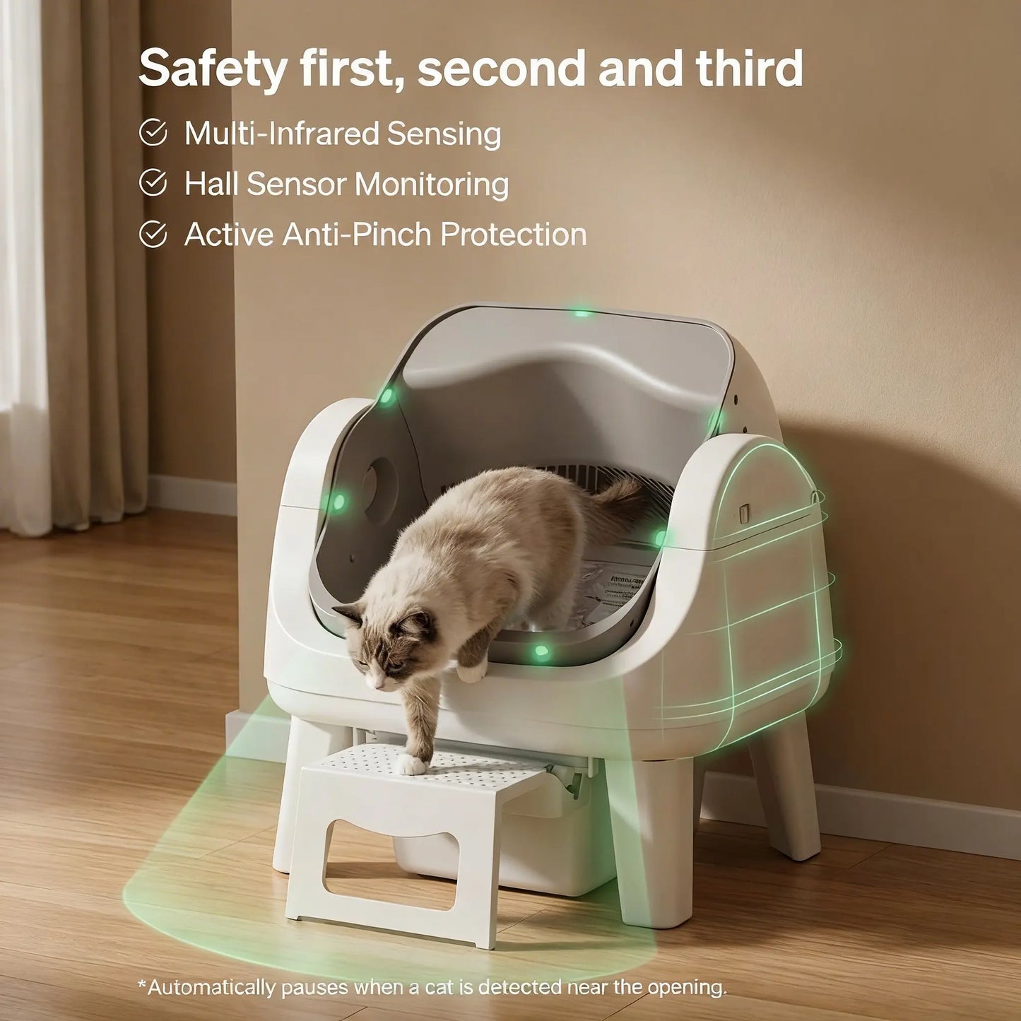 Petpivot Autoscooper 12 Lite Open Top Self-Cleaning Cat Litter Box with Automatic Operation, Dual Safety Sensors, Anti-Pinch Protection, and Senior Cat Accessibility Step