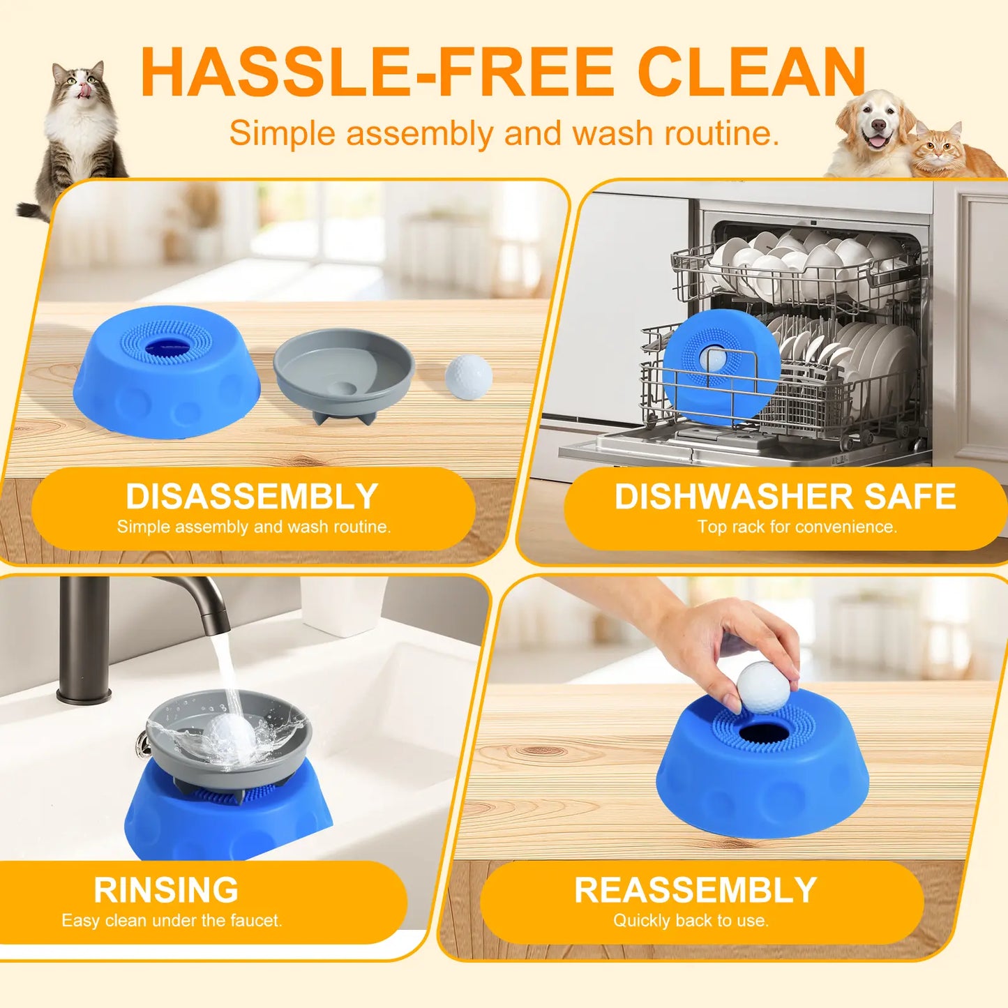 3-in-1 Suction Slow Feeder Dog Bowl with No-Spill Licking Mat, Integrated Treat Ball, and Cleaning Brush - Interactive Anti-Slip Design for Yogurt, Peanut Butter, and Liquid Treats