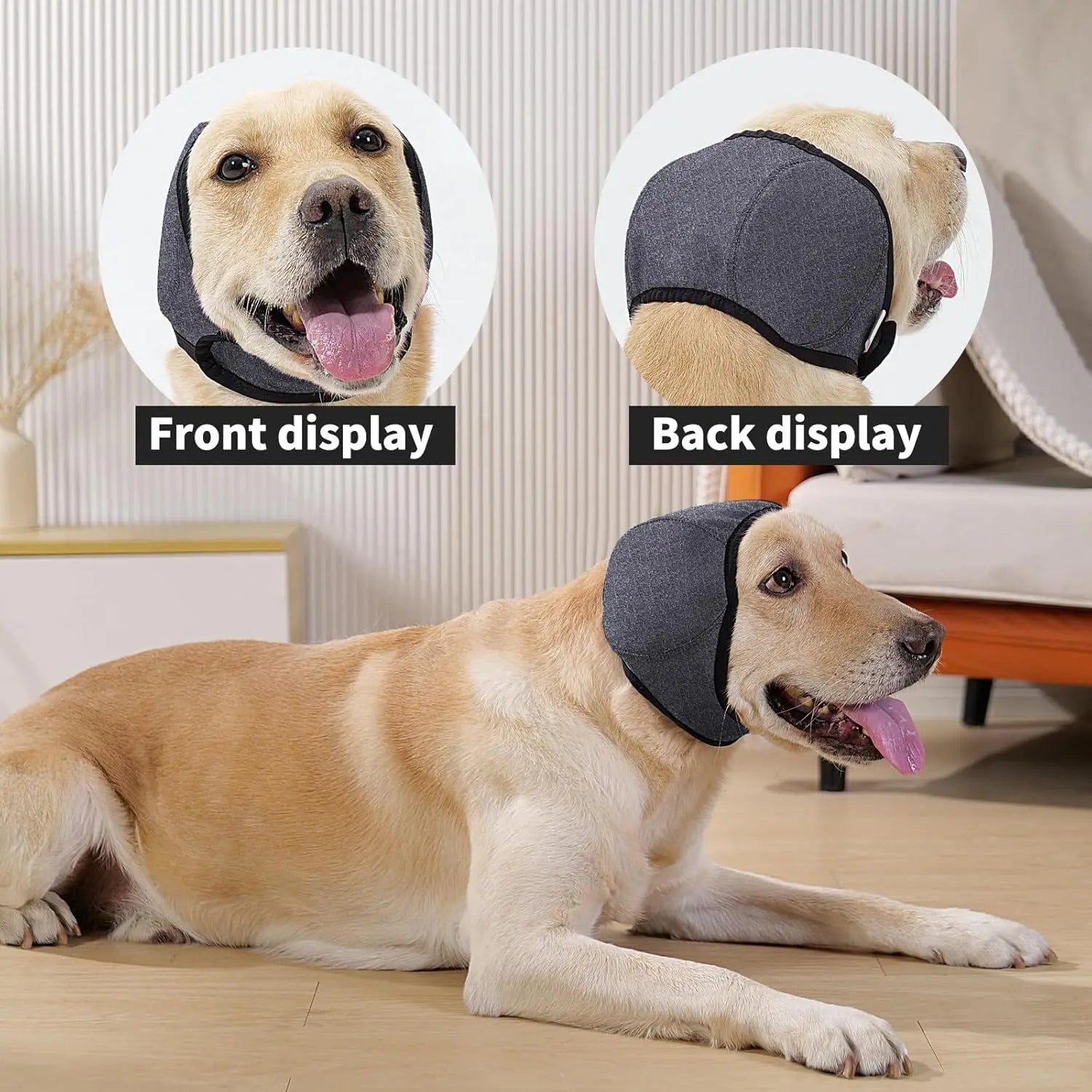 Dog Ear Protection Earmuffs and Bandana Set for Noise Reduction and Hearing Safety - Adjustable, Breathable Soft Material, Perfect for Swimming and Beach Activities