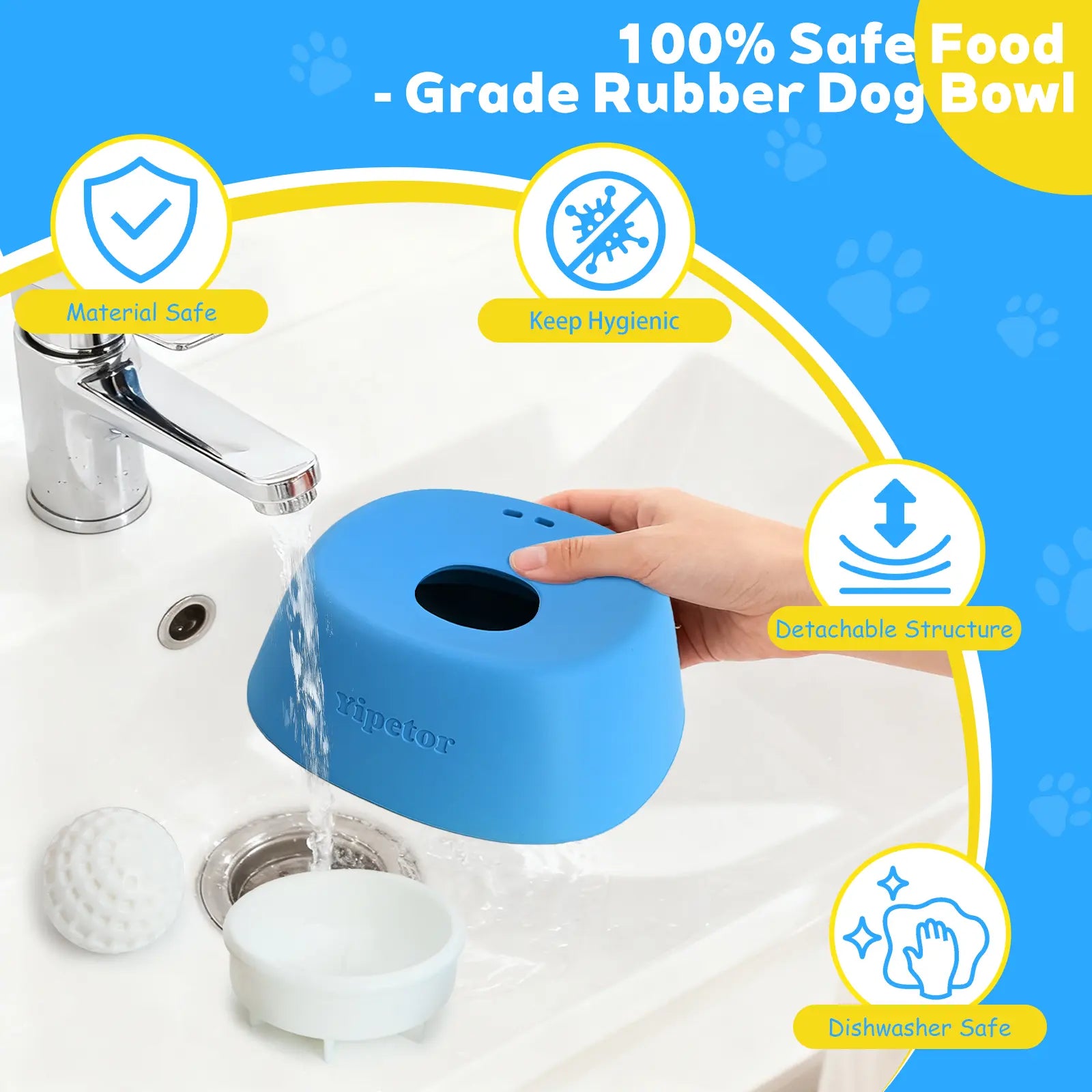 Yipetor Slow Feeder Dog Bowl with Integrated Rolling Ball for Liquid Treats, Spill-Resistant Bone Broth Licking Bowl, Versatile Puppy Yogurt Feeder Suitable for All Breeds and Dietary Supplements