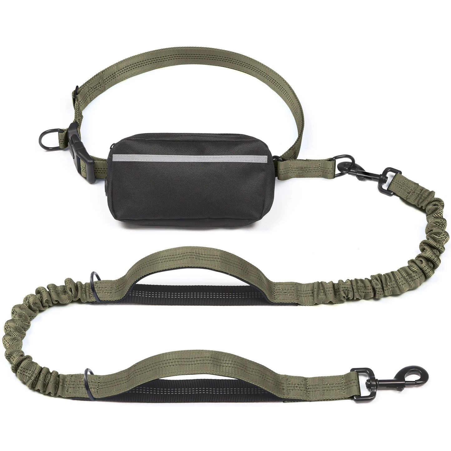 Iyoshop Hands-Free Dog Leash with Zipper Pouch, Dual Padded Handles, and Durable Bungee for Walking, Jogging, and Running