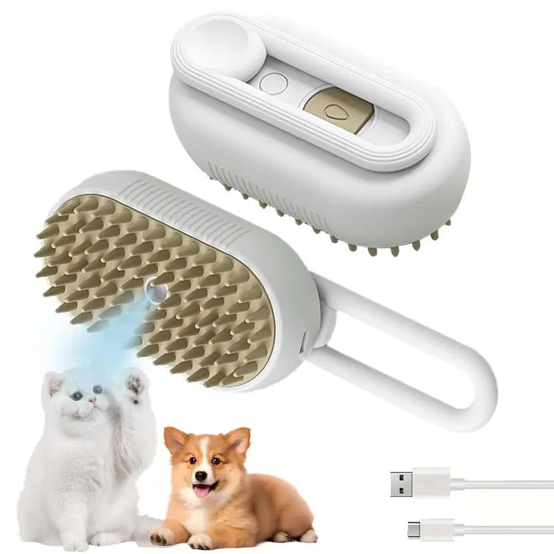 3-in-1 Pet Steam Brush and Hair Remover for Cats and Dogs - Adjustable Grooming Comb with Steam Technology for Efficient Fur Removal