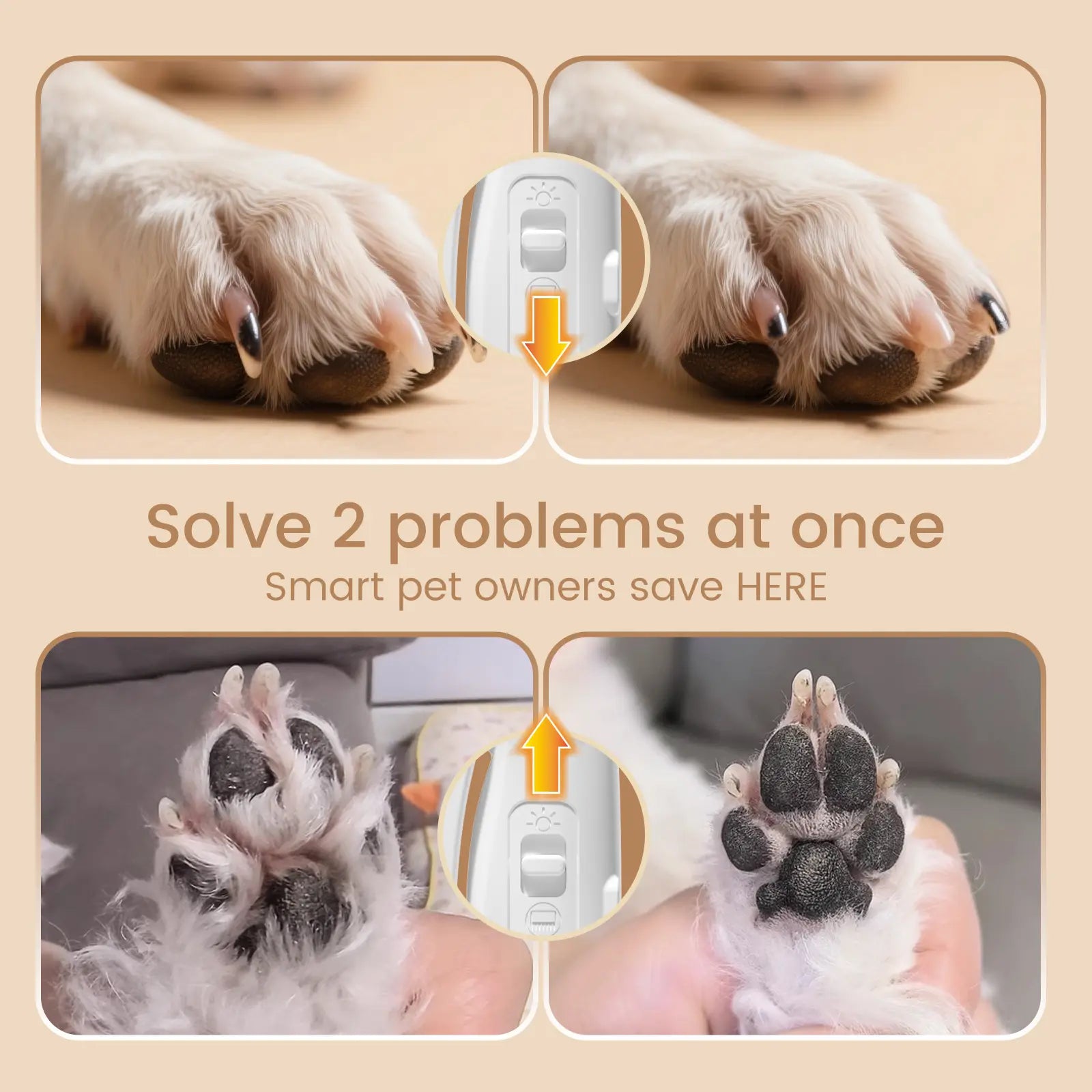 Vankoo 2-in-1 Rechargeable Dog Nail Clipper and Paw Hair Trimmer Kit with LED Light – Waterproof and Low Noise Grooming Solution for Small Dogs and Cats – Ideal Christmas Gift