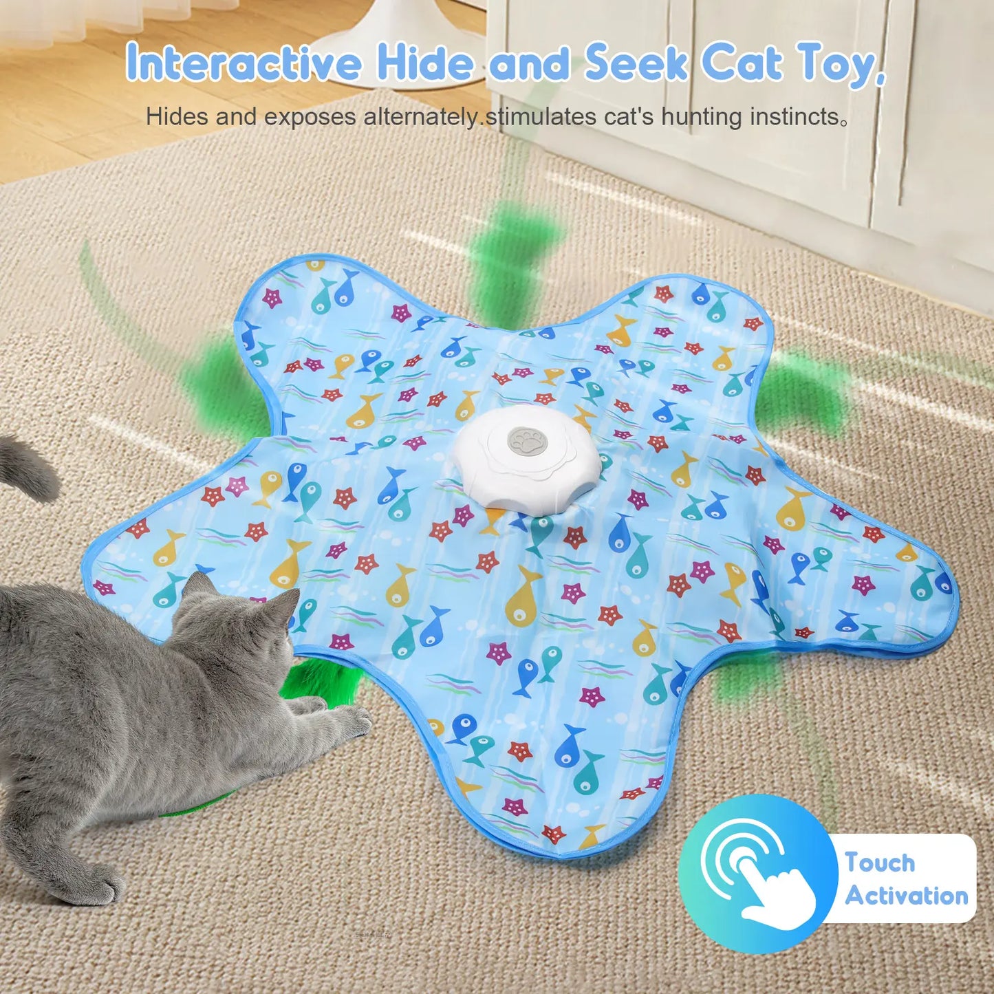 Interactive Rechargeable Feather Hunting Toy for Cats - Automatic Hide and Seek Indoor Exercise and Boredom Relief for All Breeds