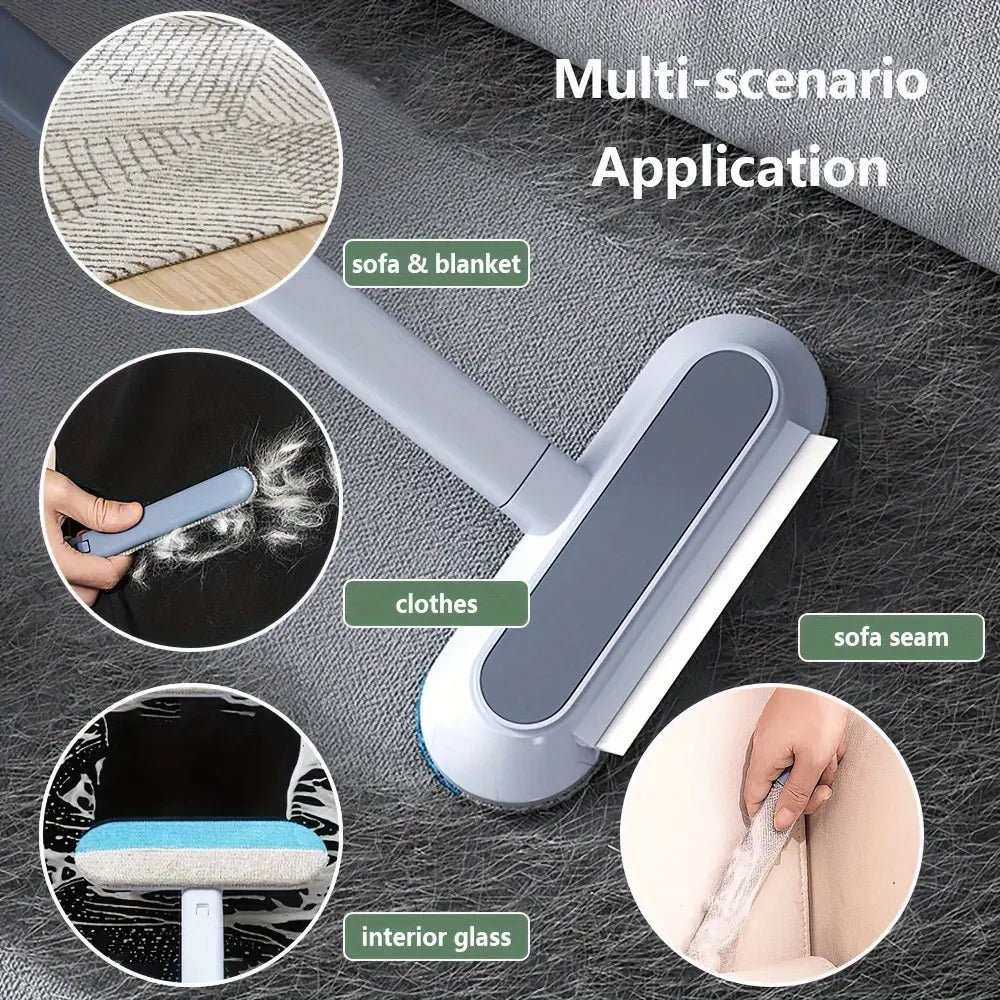 Enhanced Reusable Pet Hair Removal Brush with Extended Handle – Versatile Lint Cleaner for Dog and Cat Fur on Furniture, Bedding, Clothing, and Vehicle Interiors