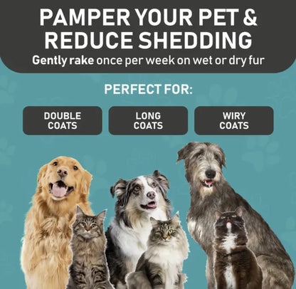TQT Professional Pet Grooming Brush - Dual-Sided Shedding and Dematting Undercoat Rake for Dogs and Cats, Reducing Shedding and Hair Dispersal