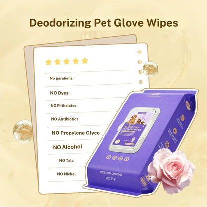 HICC PET Hypoallergenic Disposable Dog Grooming Wipes (20 Count) - Natural No-Rinse Formula with Fermented Oils for Hair Removal, Deodorizing, Skin Moisture, and Paw Care for Outdoor Use