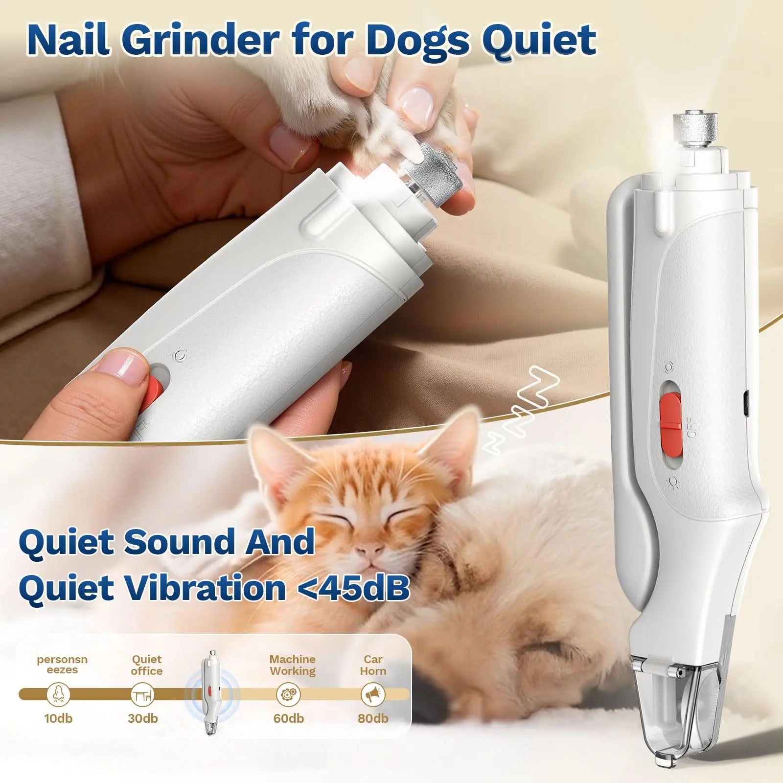Catpick 2-in-1 Electric Pet Nail Clipper and Grinder with LED Light, Rechargeable and Ultra Quiet Grooming Tool for Dogs and Cats of All Sizes