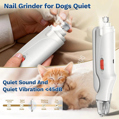 Catpick 2-in-1 Electric Pet Nail Clipper and Grinder with LED Light, Rechargeable and Ultra Quiet Grooming Tool for Dogs and Cats of All Sizes