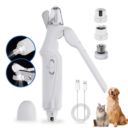 Catpick 2-in-1 Electric Pet Nail Clipper and Grinder with LED Light, Rechargeable and Ultra Quiet Grooming Tool for Dogs and Cats of All Sizes
