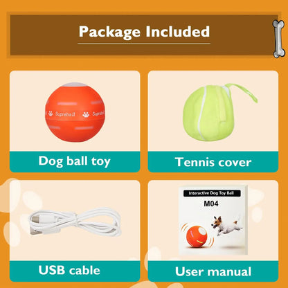 Interactive Motion-Activated Dog Ball - Durable USB Rechargeable Toy for Small, Medium, and Large Dogs