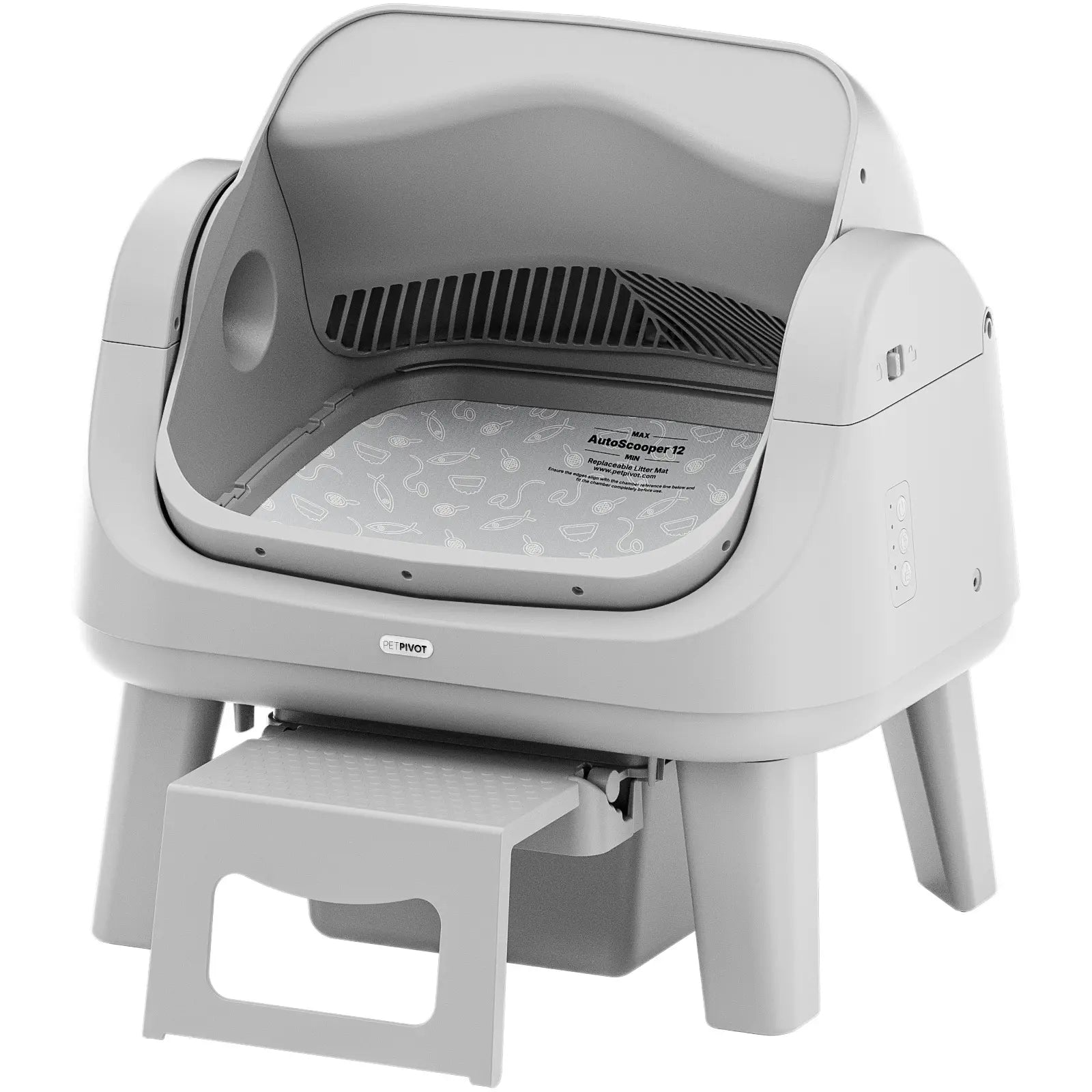 Petpivot Autoscooper 12 Lite Open Top Self-Cleaning Cat Litter Box with Automatic Operation, Dual Safety Sensors, Anti-Pinch Protection, and Senior Cat Accessibility Step
