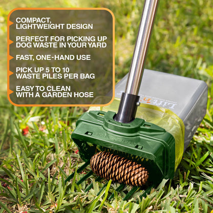 Neater Pets Lift N' Bag Dog Pooper Scooper 2.0 - 22-Inch Pole with Scoop-To-Bag Design, One-Handed Operation, Extra-Large Bags, Made in the USA