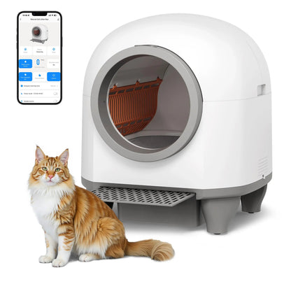 Warcat Smart Low-Noise Self-Cleaning Cat Litter Box 90L with App Control, Smart Sensors, and Safety Features for Easy Maintenance and Setup