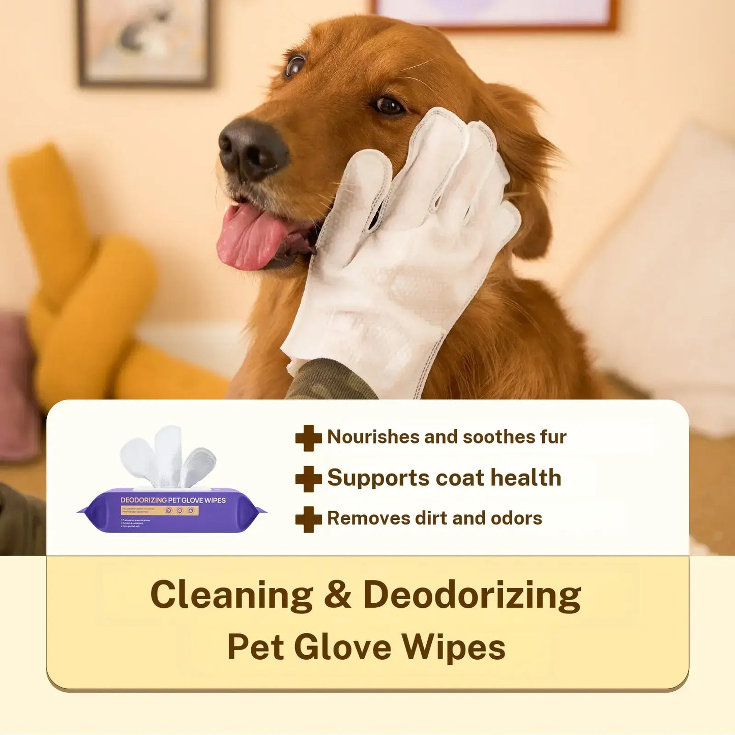 HICC PET Hypoallergenic Disposable Dog Grooming Wipes (20 Count) - Natural No-Rinse Formula with Fermented Oils for Hair Removal, Deodorizing, Skin Moisture, and Paw Care for Outdoor Use