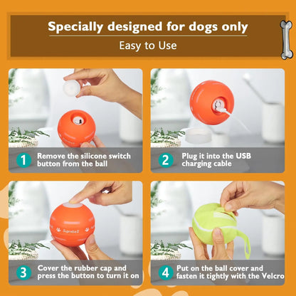 Interactive Motion-Activated Dog Ball - Durable USB Rechargeable Toy for Small, Medium, and Large Dogs