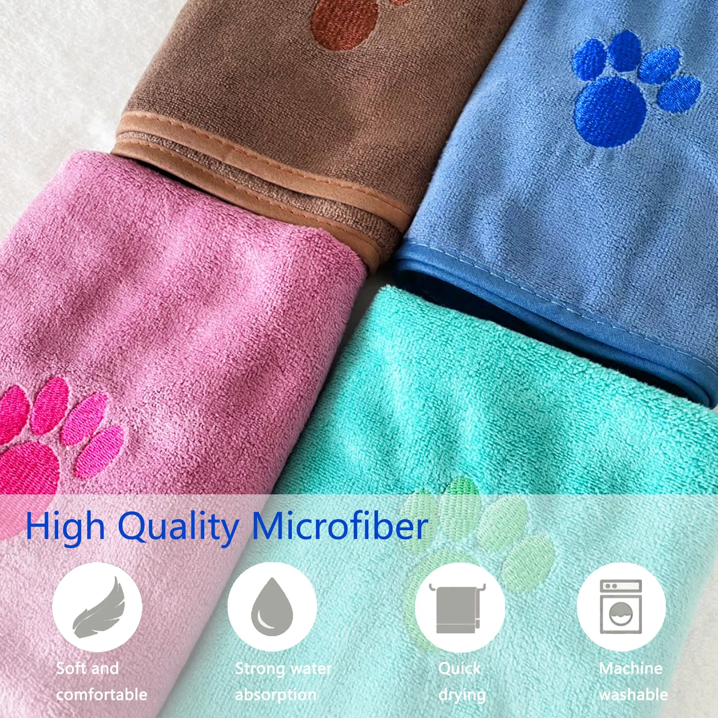 Quick-Drying Embroidered Terry Dog Bathrobe with Adjustable Belly Band - Super-Absorbent and Soft Fabric