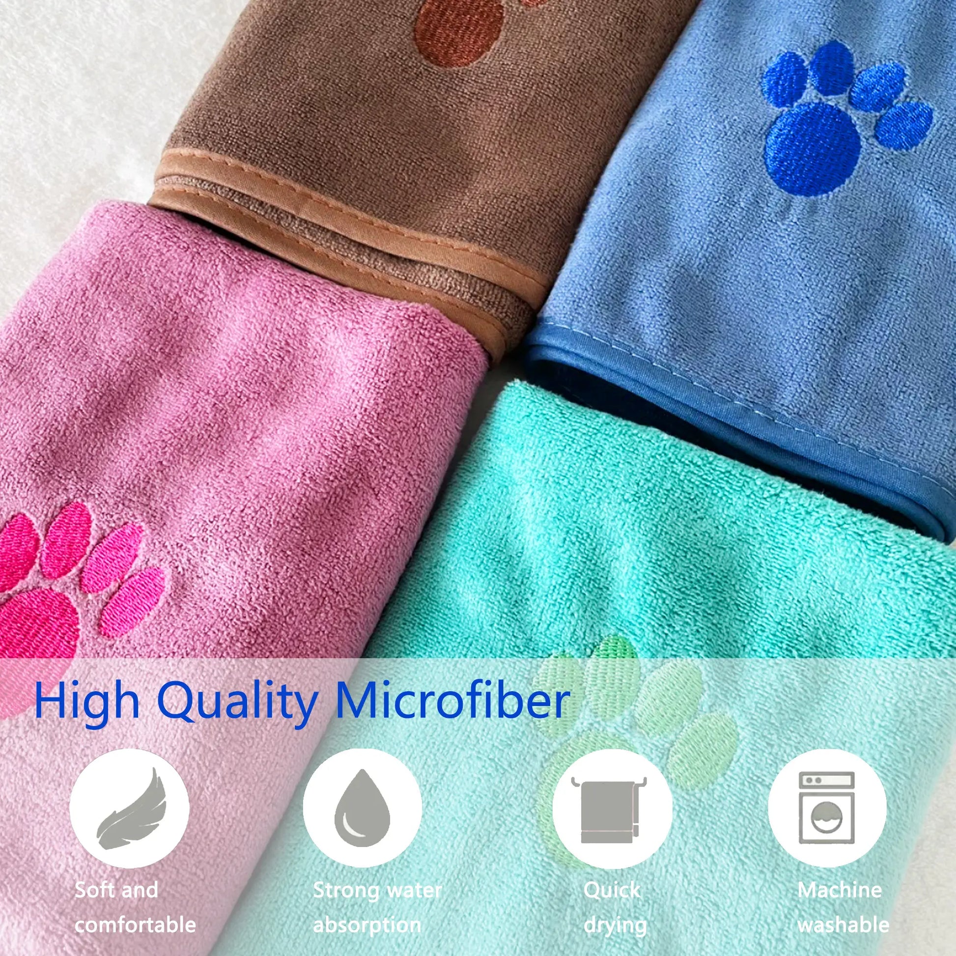 Quick-Drying Embroidered Terry Dog Bathrobe with Adjustable Belly Band - Super-Absorbent and Soft Fabric