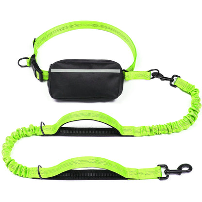 Iyoshop Hands-Free Dog Leash with Zipper Pouch, Dual Padded Handles, and Durable Bungee for Walking, Jogging, and Running