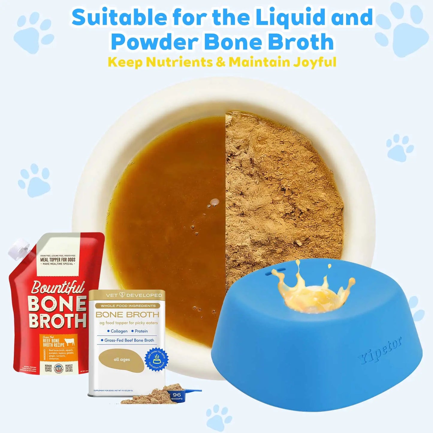 Yipetor Slow Feeder Dog Bowl with Integrated Rolling Ball for Liquid Treats, Spill-Resistant Bone Broth Licking Bowl, Versatile Puppy Yogurt Feeder Suitable for All Breeds and Dietary Supplements