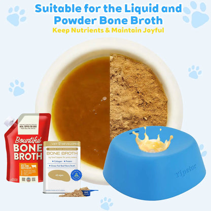 Yipetor Slow Feeder Dog Bowl with Integrated Rolling Ball for Liquid Treats, Spill-Resistant Bone Broth Licking Bowl, Versatile Puppy Yogurt Feeder Suitable for All Breeds and Dietary Supplements