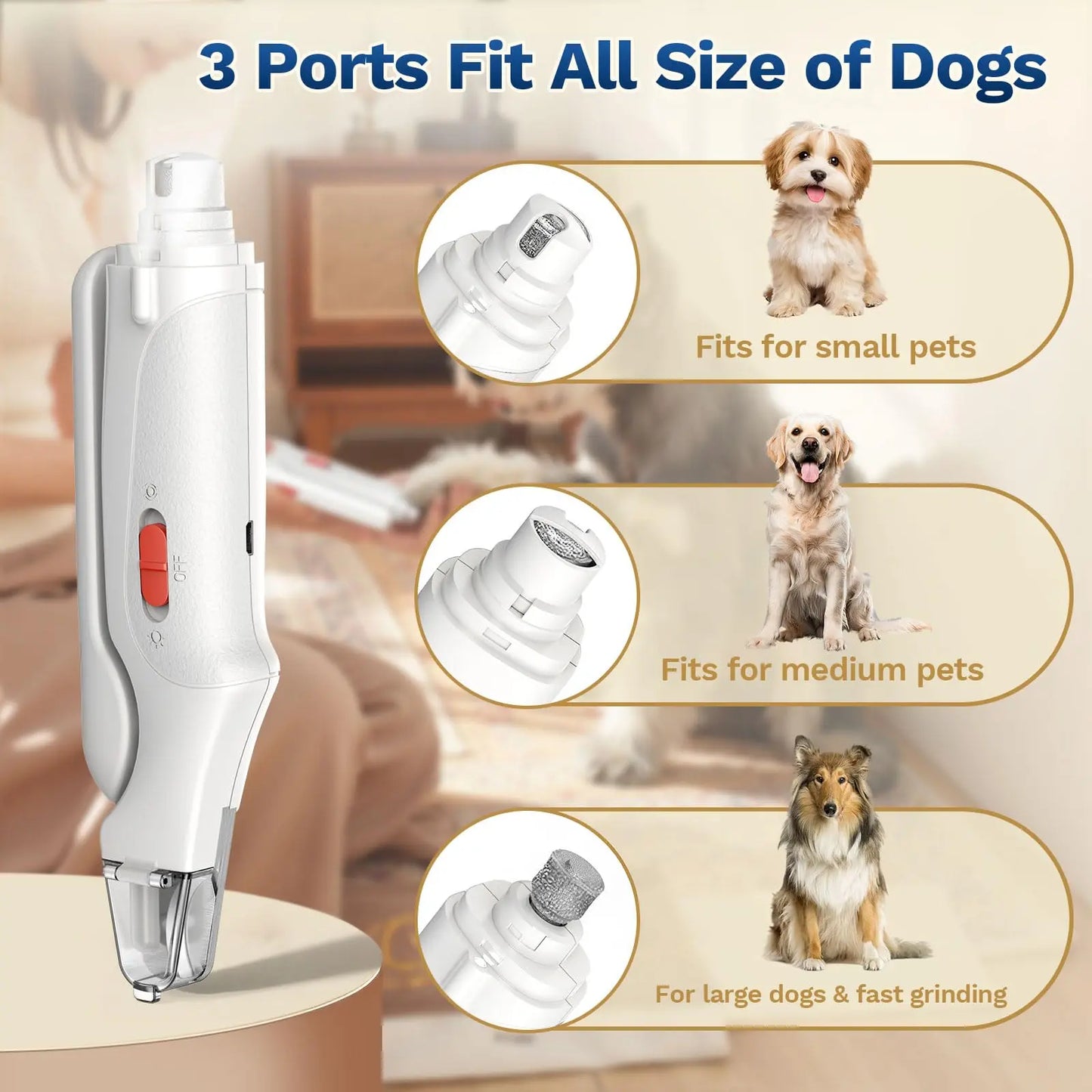 Catpick 2-in-1 Electric Pet Nail Clipper and Grinder with LED Light, Rechargeable and Ultra Quiet Grooming Tool for Dogs and Cats of All Sizes