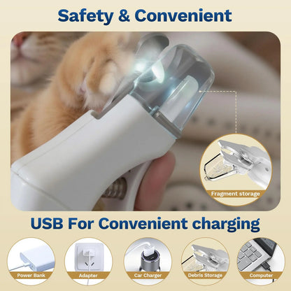 Catpick 2-in-1 Electric Pet Nail Clipper and Grinder with LED Light, Rechargeable and Ultra Quiet Grooming Tool for Dogs and Cats of All Sizes