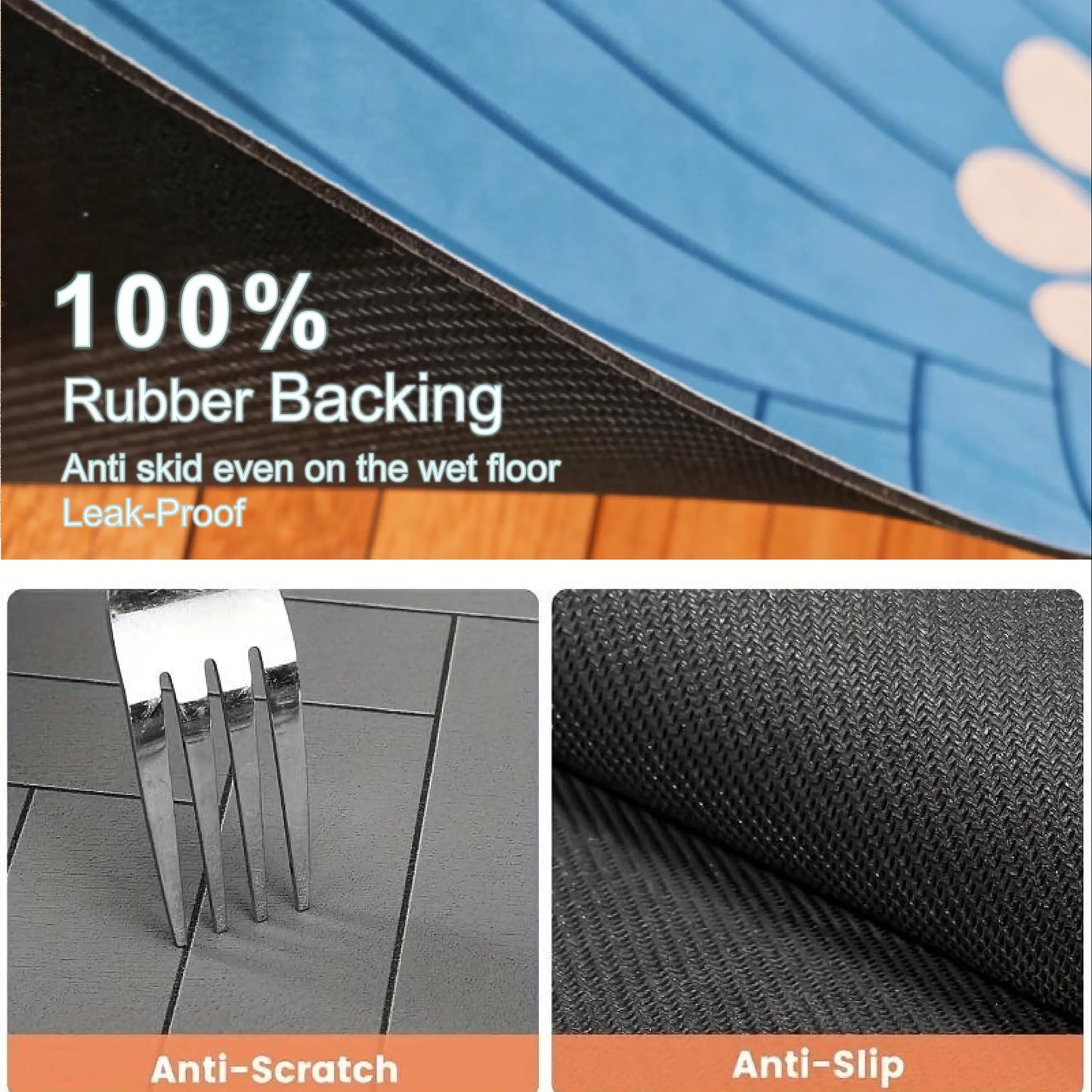 Absorbent Quick-Drying Pet Feeding Mat for Dogs and Cats with Non-Slip Rubber Base and Dark Polyester Surface for Indoor Use