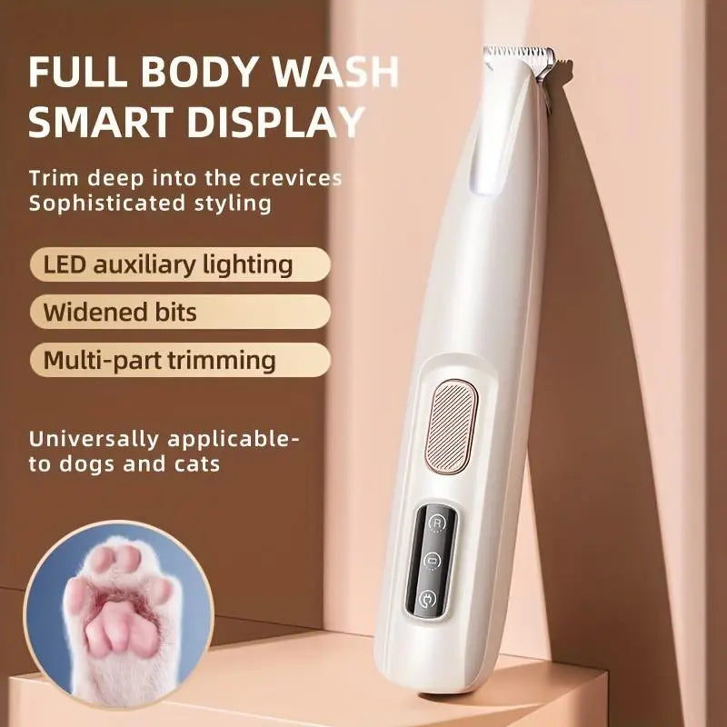 Rechargeable Pet Grooming Trimmer Kit with LED Light - Cordless, Low Noise Clippers for Dogs and Cats, Waterproof Pet Shaver