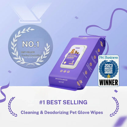 HICC PET Hypoallergenic Disposable Dog Grooming Wipes (20 Count) - Natural No-Rinse Formula with Fermented Oils for Hair Removal, Deodorizing, Skin Moisture, and Paw Care for Outdoor Use
