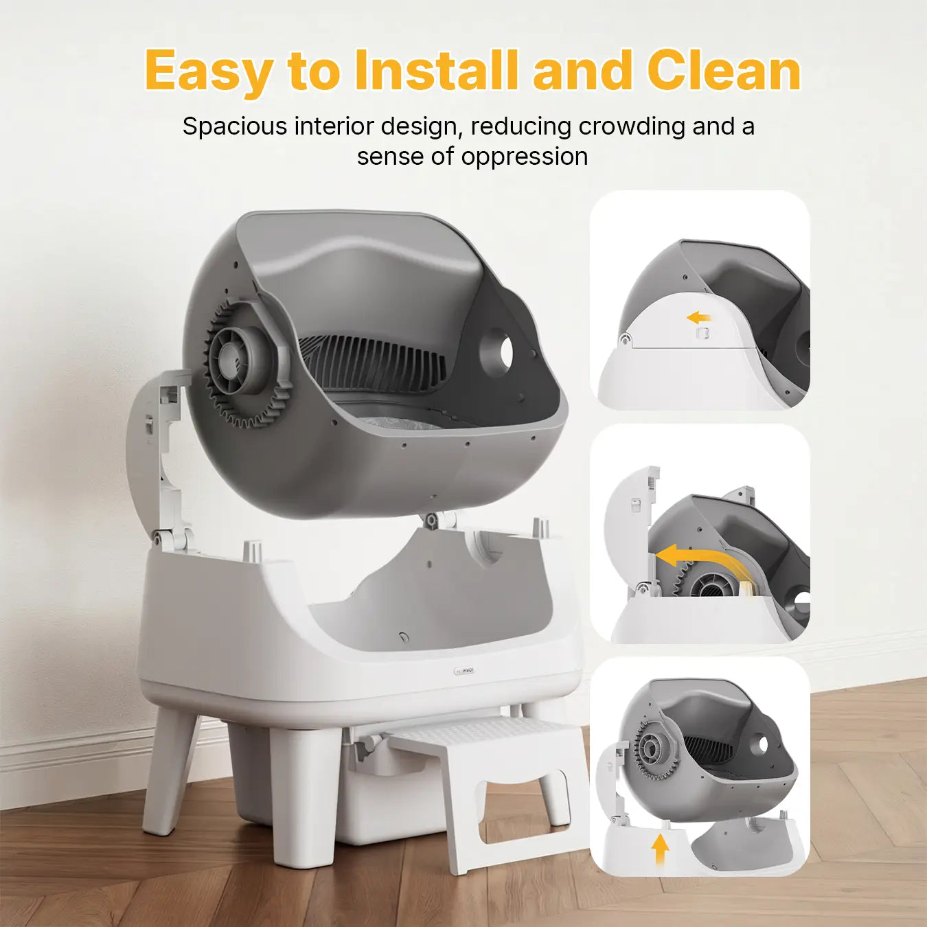 Petpivot Autoscooper 12 Lite Open Top Self-Cleaning Cat Litter Box with Automatic Operation, Dual Safety Sensors, Anti-Pinch Protection, and Senior Cat Accessibility Step