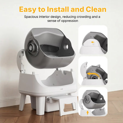 Petpivot Autoscooper 12 Lite Open Top Self-Cleaning Cat Litter Box with Automatic Operation, Dual Safety Sensors, Anti-Pinch Protection, and Senior Cat Accessibility Step