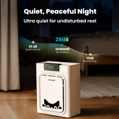 Oneisall Air Purifier for Homes with Pets, 3-in-1 Washable HEPA Filter, Dual-Sided Design with 200g Activated Carbon, Pet-Friendly Features for Allergen Relief and Odor Elimination
