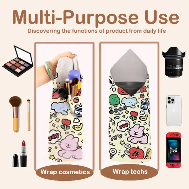 Supetspaw Reusable Cat Grooming Wrap – Washable Self-Adhesive Anti-Scratch Restraint for Stress-Free Nail Clipping, Face Cleaning, Medication, and Multifunctional Care | Ideal for Makeup or Camera Travel Storage