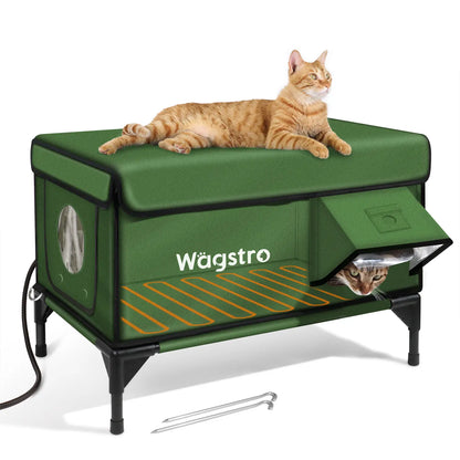 Clawsable Indestructible Heated Outdoor Cat House - 100% Waterproof, Fully Insulated Shelter with Safe Escape Door for Feral Cats and Kittens in Winter