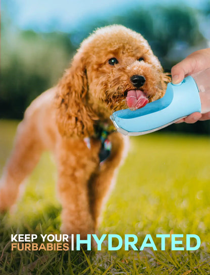 3-in-1 Portable Pet Water Bottle - 20oz Leak-Proof Container with Integrated Poop Bag Dispenser, Perfect for Travel, Hiking, and Outdoor Activities