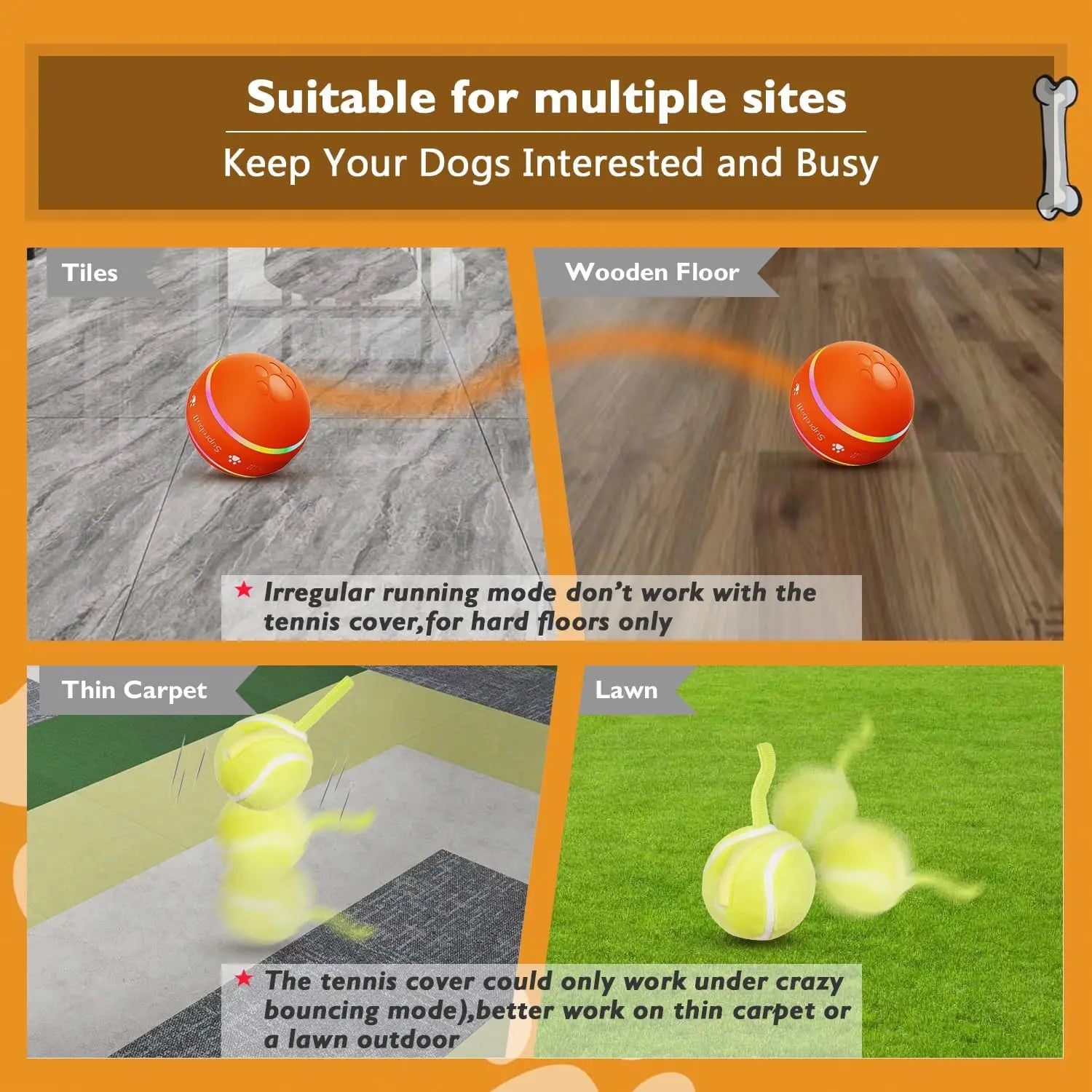 Interactive Motion-Activated Dog Ball - Durable USB Rechargeable Toy for Small, Medium, and Large Dogs