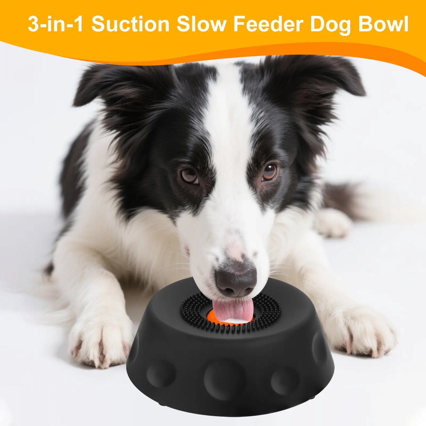 3-in-1 Suction Slow Feeder Dog Bowl with No-Spill Licking Mat, Integrated Treat Ball, and Cleaning Brush - Interactive Anti-Slip Design for Yogurt, Peanut Butter, and Liquid Treats