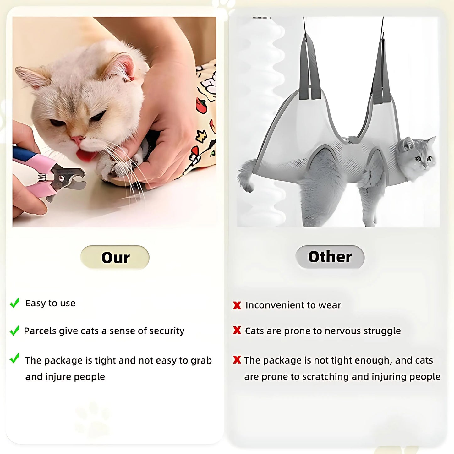 Supetspaw Reusable Cat Grooming Wrap – Washable Self-Adhesive Anti-Scratch Restraint for Stress-Free Nail Clipping, Face Cleaning, Medication, and Multifunctional Care | Ideal for Makeup or Camera Travel Storage